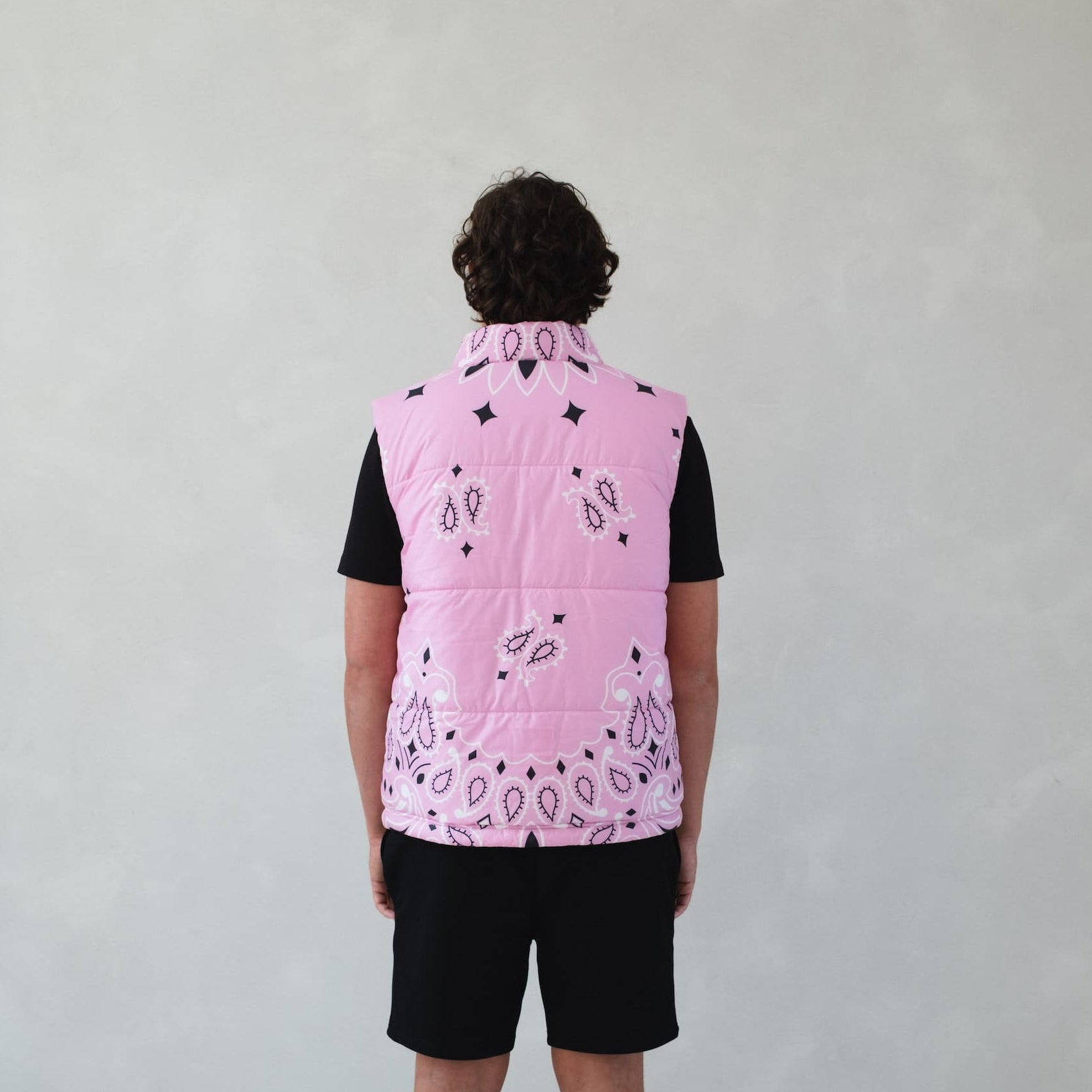 reversible bodywarmer pink green paisley