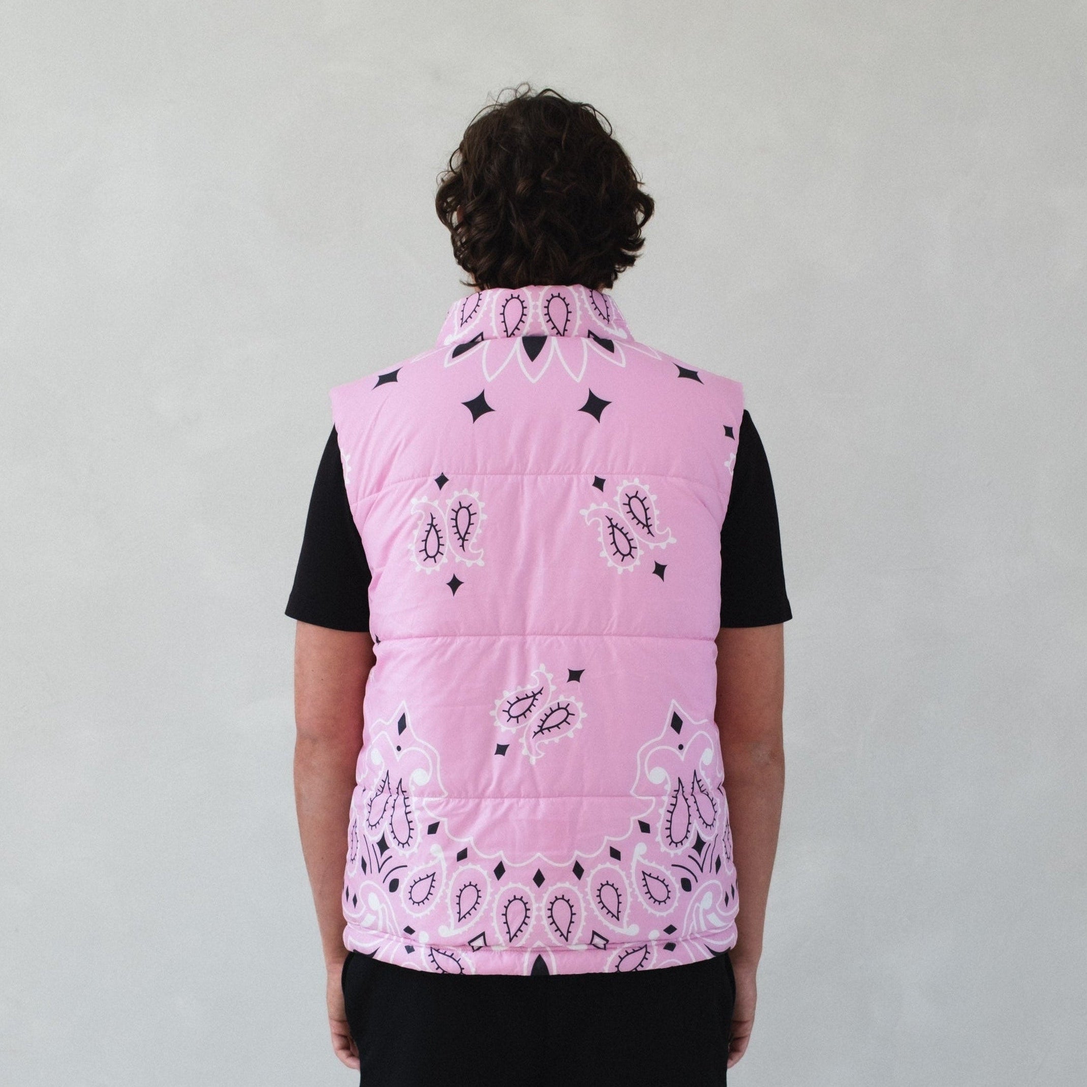 reversible bodywarmer pink green paisley
